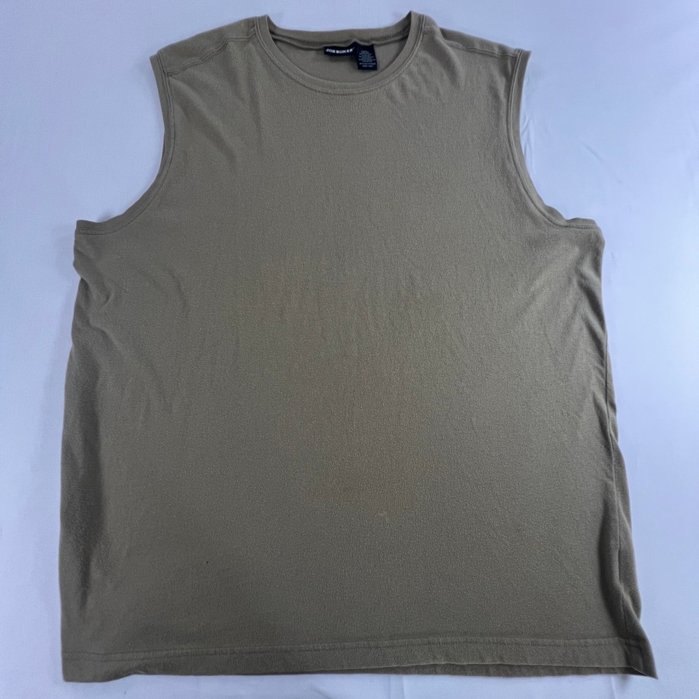 Joe Boxer Mens Sleeveless Muscle Tee Large Olive Tan Cotton Blend Tank Top